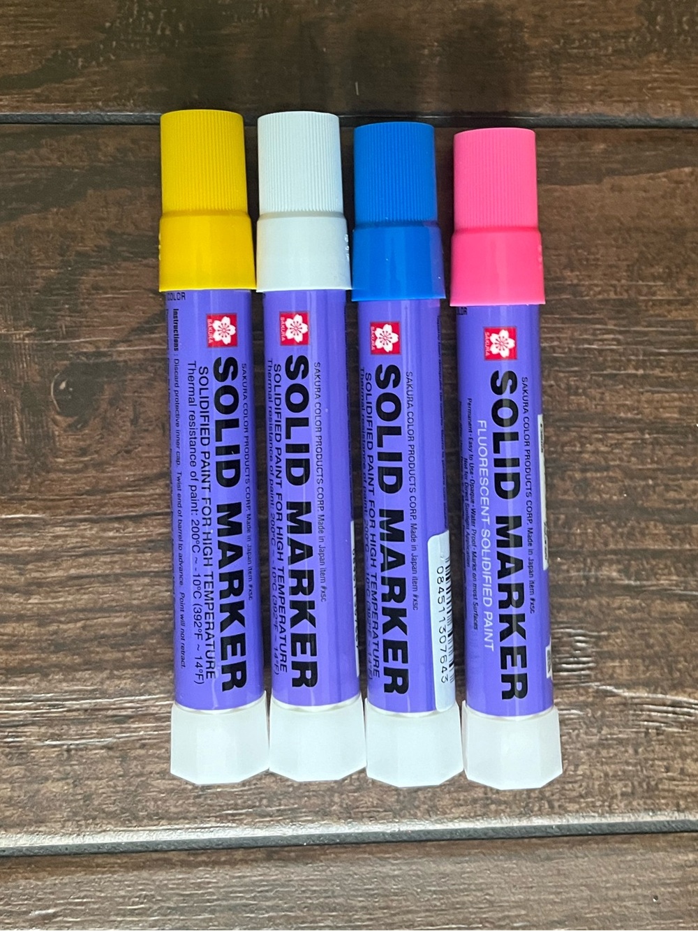 Solid Marker Set - Yellow, White, Blue, Pink